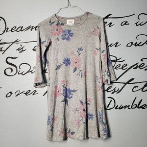 Bailey Lane Girls Gray Jersey Stretch Floral Dress, M